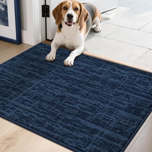 Dirt Trapper Door Mat Non-Slip Washable Entryway Rug,20"x32" Navy Blue