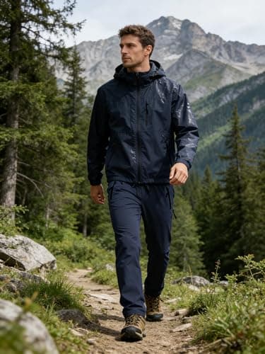 Mens Hiking Pants Sweatpants Water Resistant Quick Dry Lightweight UPF 50+ Cargo Elastic Waist Drawstring Casual Work Athletic Travel Golf Running Navy Blue XXL - Thumbnail 3