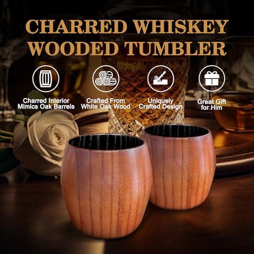 The Original Charred Wooden Bourbon Drinking Glass, Bourbon Gifts for Men - Thumbnail 2
