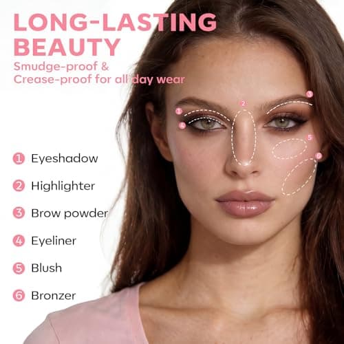 LUXAZA PRO 5-in-1 Backed Eyeshadow Makeup Palette with Blush Bronzer Highlighter, Natural Nude Eye Shadow Palettes 18 Colors Matte Shimmer Glitter Tone Long Lasting Smudge-Proof, Ideal Gifts for Women - Thumbnail 4