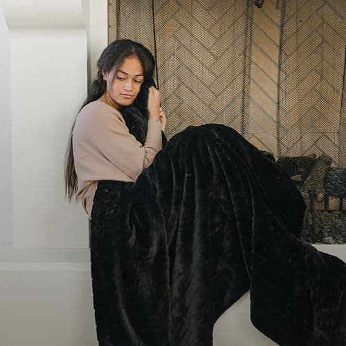 Minky Designs Jaguar Black Minky Blanket – Ultra Soft Faux Fur Throw Blanket for Couch, Bed & Home – Fluffy, Warm & Luxurious – Posh Collection (Large, 60x72) - Thumbnail 6