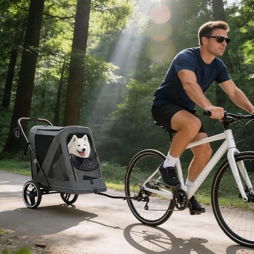 Beberoad Dog Stroller for Large Dogs, Pet Stroller Dog Bike Trailer 2-in-1, R7 All-Terrain ER Tires with Shock Absorption, One-Second Fold, 360° Mesh Windows, Detachable & Washable Waterproof Fiber - Thumbnail 2