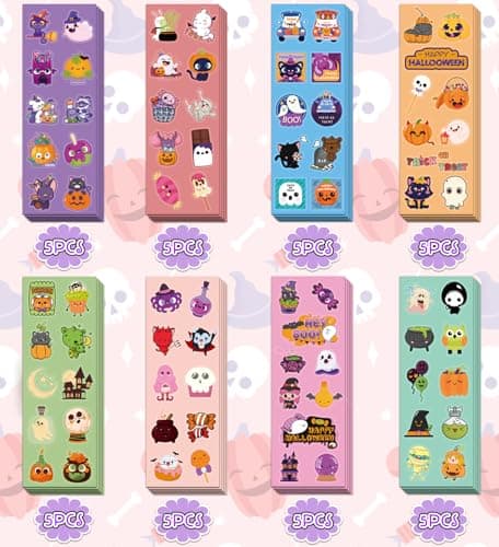 HSHFAMIIY Halloween Stickers - Halloween Party Favors - 40 Sheets 400Pcs Crafts Stickers for Kids - Kids Decorations Party Supplies Games Sticker for Boys Girls - Thumbnail 3