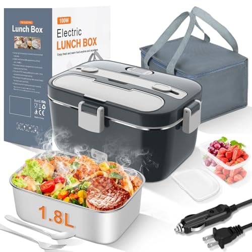 DUPASU Electric Lunch Box Food Warmer: 100W Heated Lunch Box for Adults, 1.8L Portable Fast Heating Lunchbox Food Heater for Car, Truck, Work, Travel, Lonchera Elctrica Porttil 12/24V/110-230V - Image 1