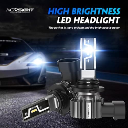 NOVSIGHT 9006 HB4 LED Light Bulbs - 500% 20,000LM Super Brighter 6500K Cool White Light Bulbs, 1:1 Design 50000+ Lifespan, Easy Installation, 9006 HB4 Automotive Fog Lamps, Pack Of 2 - Thumbnail 2