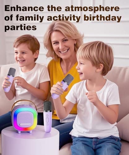 Mini Karaoke Machine Speaker for Kids Adults, Portable Bluetooth with 1 Wireless Microphones, Children's Day Birthday Gift Ideas for Toys for Teens Boys and Girls Aged 4, 5, 6, 7, 8, 9, 10, 11, 12+ - Thumbnail 6