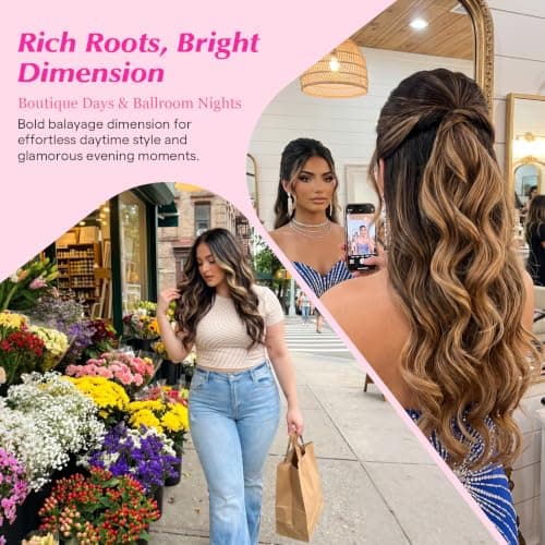 Ve Sunny Clip in Hair Extensions Real Human Hair Black Ombre Clip in Human Hair Extensions Black with Brown Blonde Balayage Hair Extensions Clip ins Short Hair 12Inch 85g - Thumbnail 2