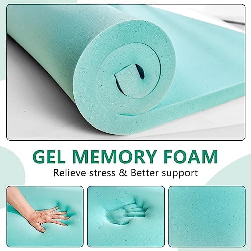 NEXHOME PRO 3 Inch Dual Layer Memory Foam Mattress Topper King Size, Ultra Soft Breathable Bamboo Cover & Protective Grey Inner Cover, Cooling Gel Bed Topper with 2 Pillowcases, 78"x80" - Thumbnail 5