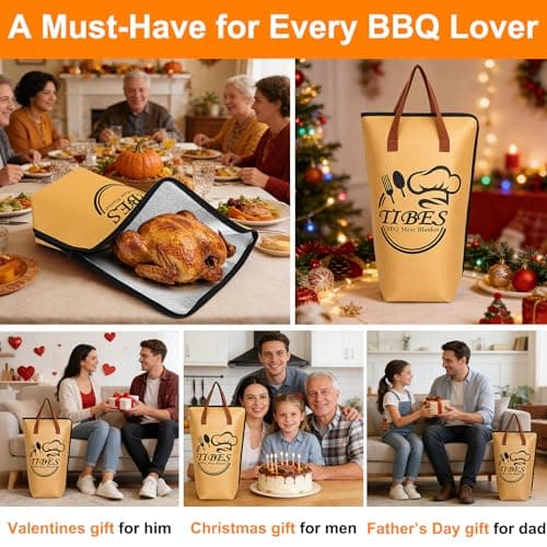 BBQ Blanket for Resting Meat 21in - Insulated Thermal Bag for Brisket, Pork Shoulder, Turkey, 5-Layer Insulation, Portable Leak-Proof, for Smoker, Camping, Kitchen Baking, Ideal Gift for Men - Thumbnail 2