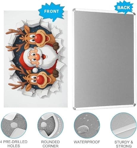 2-pack Vintage Country Style Santa Claus, Reindeer, and Holiday Themed Metal Tin Signs - Size: 12 x 8 inches, suitable for home decoration in living rooms, kitchens, bars, cafes, etc., and also makes a great gift. - Thumbnail 6