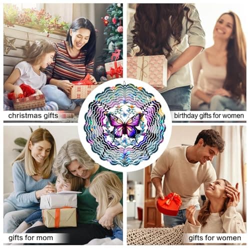Butterfly Wind Spinners Outdoor - Birthday Gifts for Women Mom Men Garden Decor Gifts, Butterflies Hanging Wind Chimes 12 inch 3D Wind Spinner for Outdoor Decor for Outside, Patio, Yard, Balcony - Thumbnail 6