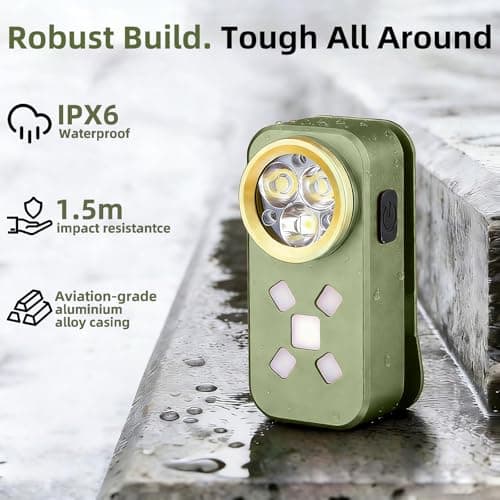FOSFIS Rechargeable EDC Flashlight, 500 Lumens Portable Clip On Light, Pocket Flashlights Rechargeable, IP68 Waterproof Mini EDC Light for Signaling, Camping, Emergency (Green) - Thumbnail 5