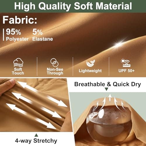 Men's 9" Hiking Cargo Shorts Quick Dry Stretch for Outdoor Work Golf Khaki - Thumbnail 4