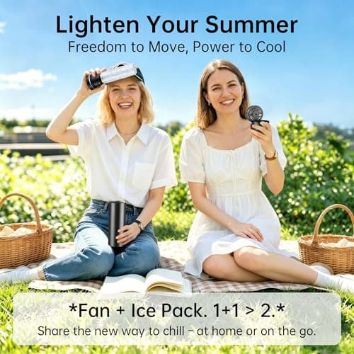 DUOMIY 2-in-1 Handheld Fan & Ice Therapy Cup, 7000 RPM Cooling Fan with Long-Lasting Cold Retention, Personal Fan & Reusable Cold Compress for Sports Recovery & Heat Relief, USA Theme - Thumbnail 2