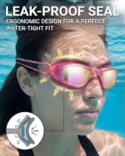Aegend 2 Pack Professional Swimming Goggles for Adults, No Leak Mirrored Swim Goggles with Bungee Strap, Anti-Fog UV Protection Triathlon Goggles for Men Women Open Water & Pool - Thumbnail 3