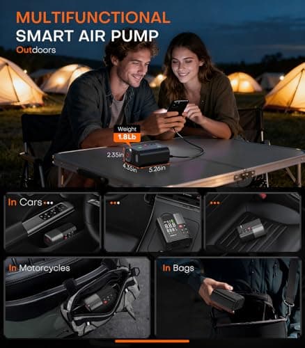Tire Inflator Portable Air Compressor, SuperBars 3X Faster Air Pump with APP, 160PSI 48LPM Electric Tire Pump with 10400mAh Battery, 45W Faster Charging, Tire Inflator for Car SUV Pickup RV MPV Truck - Thumbnail 6