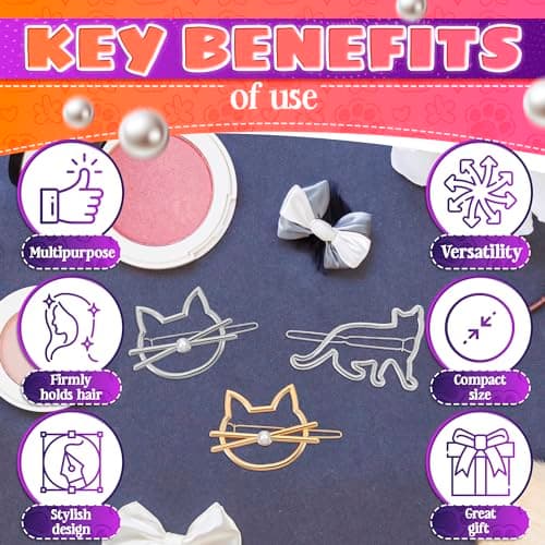 3 PCs Girl Cat Accessories – Cat Hair Clip for Various Hairstyles with Stylish Design – Compact Size Clips Made of Sturdy Metal Alloy for Daily Wearing, Cute Outfits, Parties, and Creative Styling - Thumbnail 4