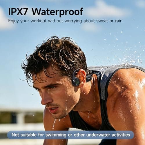 esonstyle Bone Conduction Headphones Bluetooth 6.0 - IPX7 Waterproof Bone Conduction Headphones with Mic,Wireless Open Ear Earbuds for Running Walking Cycling (Black) - Thumbnail 3
