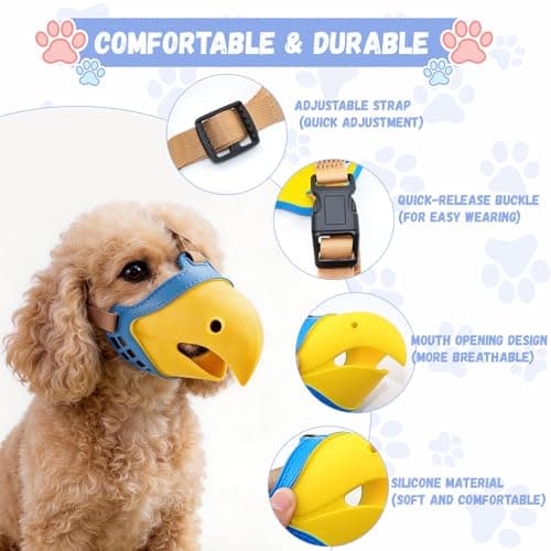 TEEMOO Dog Muzzle, Soft Muzzles for Dogs, Parrot-Shaped, Breathable Dog Mouth Guard for Biting Chewing Grooming, Allow Panting Drinking S - Thumbnail 3