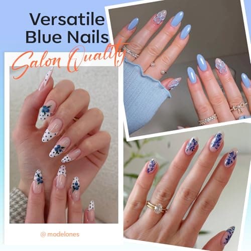 modelones Hema Free Gel Nail Polish, 6 Colors 2026 Spring Pastel Royal Navy Sky Icy Klein Blue Glitter Gel Polish Galaxy Dark Blue 9D Cat Eye Nail Polish with Magnet Soak Off Led Nail Art Kit - Thumbnail 3