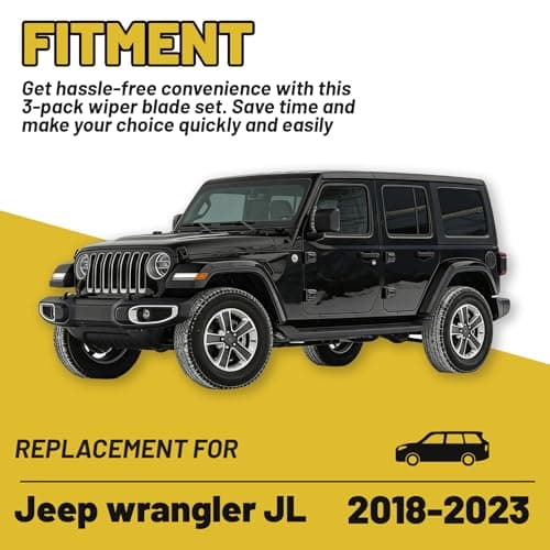 Windshield Wiper Blades Replacement for 2018-2023 Jeep Wrangler JL, Front Rear Wiper Blades Set 16"+16"+12" (Pack of 3) - Thumbnail 2