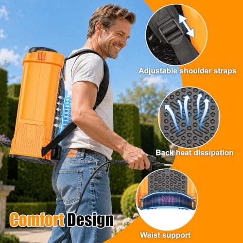 Rozlchar Backpack Sprayer 4.2 Gal Battery Powered, Compatible for DeWalt 20V Batteries(Tool Only), Electric Garden Sprayer with Mixing, 0-90 PSI Weed Sprayers with 6 Nozzles for Yard Lawn Farm - Thumbnail 5