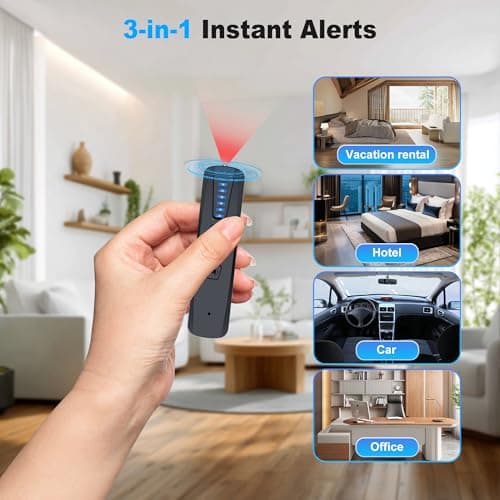 ZHENHAN Hidden Camera & Bug Detector – Portable Anti-Spy Device for GPS Trackers, Wireless Bugs | Travel, Home, Office Security (Black) - Thumbnail 3