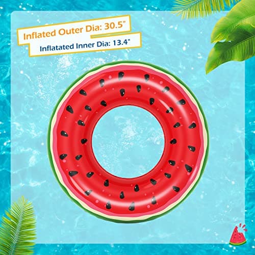 Jasonwell Inflatable Pool Floats Kids - 3 Pack Floaties Pool Tubes Swim Rings Fruit Water Floaty Watermelon Kiwi Orange Inflatable Pool Toys Float for Swimming Pool Party Lake Beach Kids Adults - Thumbnail 4
