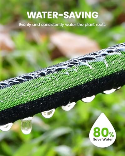 RAINPOINT Flat Soaker Hose 100FT for Garden, Drip Hose with Anodized Aircraft Aluminum Ends, Flexible Leakproof and Save 80% Water Garden Irrigation Hose, Green (50FT X 2Pack) - Thumbnail 2