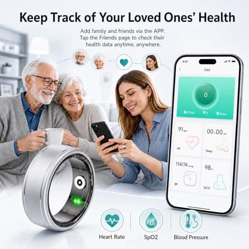 Smart Ring for Women & Men, IP68 Waterproof Fitness Tracker Ring with Heart Rate, Blood Oxygen & Sleep Monitor, Health Tracker Ring Compatible with iOS & Android, No Subscription Fee (#12) - Thumbnail 6