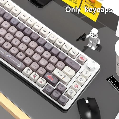 AKepopery Smart Fish MOA Profile 134 Keys PBT Keycaps Set, 5 Side Dye Sublimation, Fish Scale Texture Keycaps for Mechanical Keyboard, Minimalist Artisan Design for Cherry Gateron MX Switches - Thumbnail 4