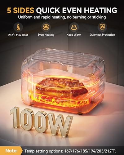 Yofidra Heated Lunch Box, Cordless 24000mAh 100W Electric Lunch Box with Smart Timer, 6.3-Cup Super Large Lunchbox for Men & Women, Portable Food Warmer with Insulated Bag for Outdoor/Office, Black - Thumbnail 2