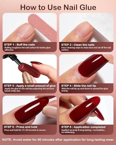 PSUVP Nail Glue&Remover Gel Nail Glue No U/V Light 15ml Super Strong Nail Glue for Press On Nails & Clear Acrylic Nails Tips Air-Dry Strong-Hold Formula - Thumbnail 6