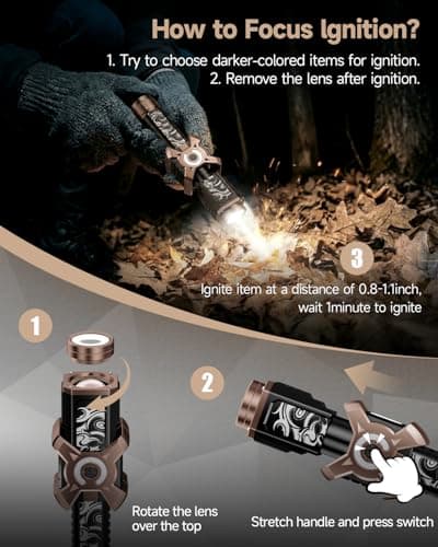 SKYFIRE 4000 Lumens Rechargeable Flashlight, Tactical LED Flashlight with Ignition Lens, USB-C Fast Charging, Zoomable 6 Modes & COB Side Light, IPX6 Waterproof for Camping Emergency Power Outage - Thumbnail 3