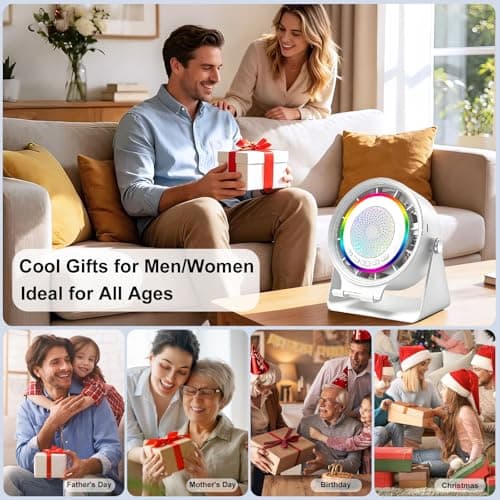 Gifts for Men Women, Wireless Bluetooth Speaker with Phone Stand, Desk Fans & RGB Lights, HD Sound Anti-Slip Base, Rechargeable (5000mAh), 360° Adjustable Phone Holder Cool Gadgets Birthday Gift - Thumbnail 6