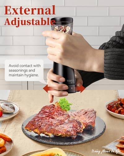 Electric Salt and Pepper Grinder Set with Storage Base, Stainless Steel Rechargeable Salt and Pepper Grinder Set with 4.5 oz Large Capacity, 1.8" Wide Mouth, Adjustable Coarseness, Ideal for Kitchen - Thumbnail 6