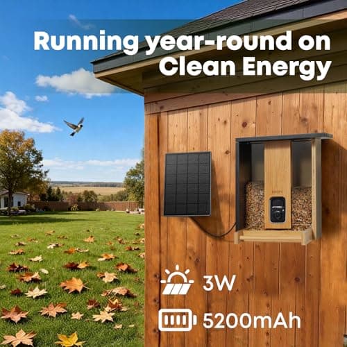 NETVUE by Birdfy Smart Bird Feeder with Camera Solar Powered,2K Live Steam&Permanent AI Identify for Birds&Motion Detection,Birds Watching Ideal Wood Feeder for Chistmas Gift for mom,Bird-Lover - Thumbnail 2