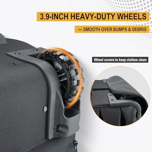 KUNN Rolling Tool Backpack with Wheels, Heavy Duty Waterproof Wheeled Tool Bag, 47 Pockets & Loops Work Backpack for Electrician Construction HVAC, Yellow - Thumbnail 4
