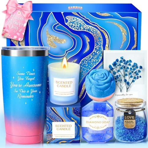 Gifts for Women, Mothers Day Gifts for Mom Sister Girlfriend Grandma Bestie Daughter Her Teacher Appreciation Graduation Gift, Self Care Spa Baskets Set Blue - Image 1