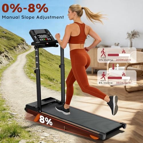Advzon Treadmills for Home, Quiet Walking Pad Treadmill with 8% Incline, Foldable Electric Treadmill with Desk, 300lbs Weight Capacity Walking, Jogging, Running for Home Office - Thumbnail 3