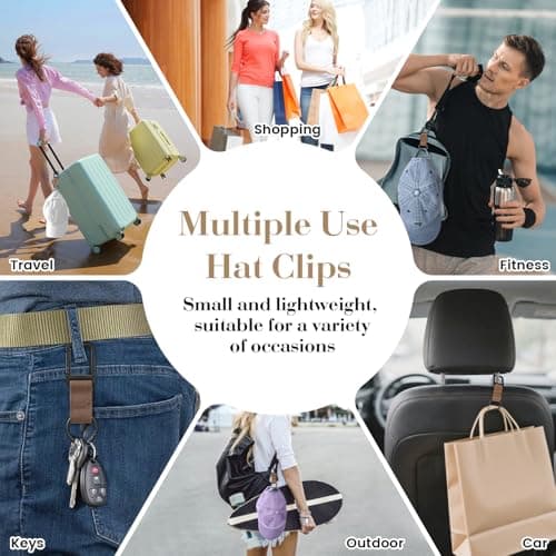 Niveaya Hat Clip for Travel - 2PCS, Stylish Hat Clip for Baseball Cap & Snapback Trucker Ponytail Hat, Sturdy Carabiner with Double Lock for Backpack Luggage Bag, Outdoor Vacation Cruise Essentials - Thumbnail 4