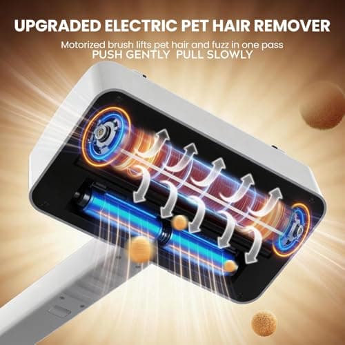 Quamkar Pet Hair Remover for Carpet, Reusable Pet Hair Remover, 44 Inch Adjustable Handle, Electric Dog Cat Hair Removal Tool for Couch, Carpet - Thumbnail 2