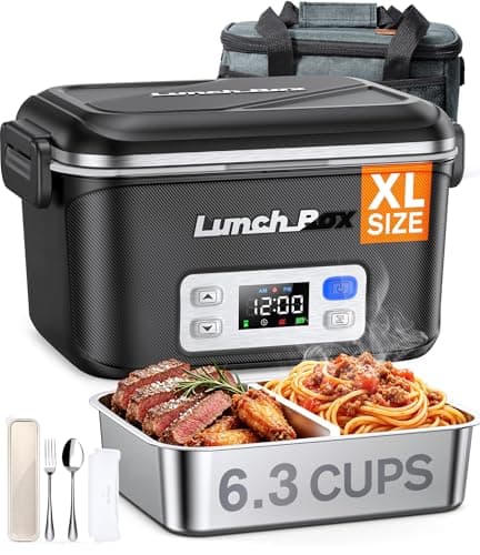 Cordless Electric Lunch Box Rechargeable, 1.5L Heated Lunch Box Cordless for Men & Adults - 27000mAh Portable Self-Heating Food Warmer with Insulated Bag, Stainless Steel Leakproof, 220°F, Black