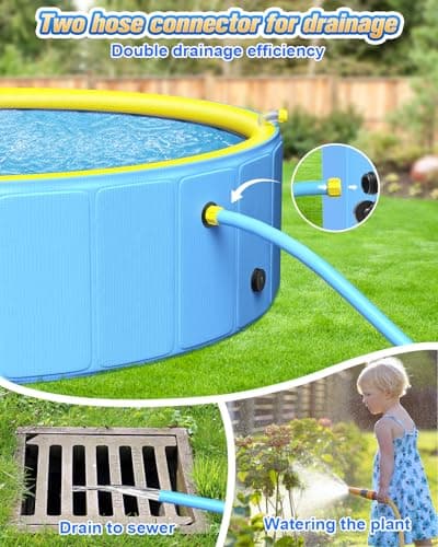 artcool 79" Thicken Dog Pool for Pet and Kids,Non-Slip Kiddie Pool Hard Plastic,2-in-1 Foldable Sprinkler Pool,Extra Large Kids Pool,Portable Swimming Pool for Summer Outdoor Backyard - Thumbnail 3