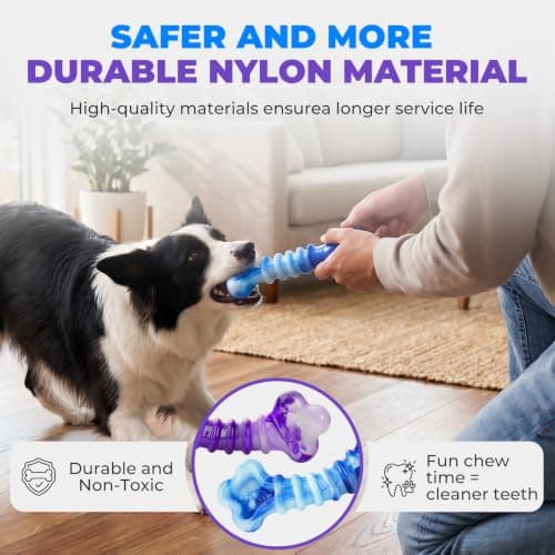 Kseroo 2-Pack Indestructible Dog Toys for Aggressive Chewers: Beef-Flavored Tough Dog Chew Toys, Nylon Large Dog Chew Toys to Keep Them Busy, Dog Chew Bones for 25-70lbs Medium & Large Dogs - Thumbnail 5