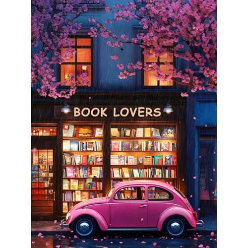 Lophomie Diamond Art Kits for Adults, 5D Book Shop Diamond Painting Kits for Beginners, DIY Paint by Diamond Dots Kits Gem Arts Crafts Full Round Drill for Home Wall Decor 12x16 Inch
