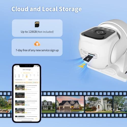 WY-LINK Solar Camera Outdoor Wireless, 360° Cameras for Home Security, Two-Way Talk, Auto Tracking, Light Alarm, Color Night Vision (1, White, Wi-Fi) - Thumbnail 5