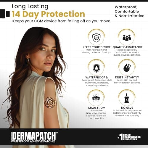 DermaPatch Adhesive Patch – 25 PCS Waterproof Overpatch Covers for CGM Sensors (Libre, Dexcom G6/G7, Stelo, Guardian, Enlite) – Ultra-Thin, No-Glue Center, Long-Fixation, Pre-Cut Paper (Color: Animal) - Thumbnail 6