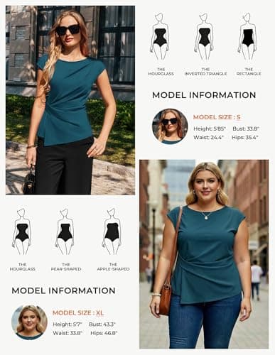 GRACE KARIN Womens 2026 Summer Short Sleeve Tops, Dressy Casual Peplum Shirts Outfit, Tunic Blouses Trendy Fashion Clothes Peacock Blue S - Thumbnail 4