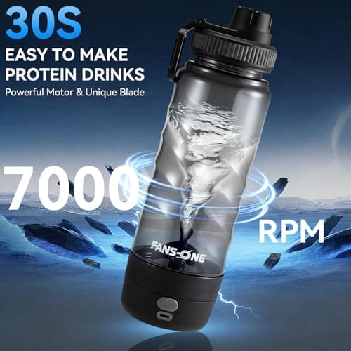 FANS-ONE Electric Protein Shaker Bottle, 24 oz USB C Rechargeable Electric Mixer, Shaker Cups for Protein Shakes and Meal Replacements, Portable Blender Self Mixing Cup for Gym Workout, Black - Thumbnail 3